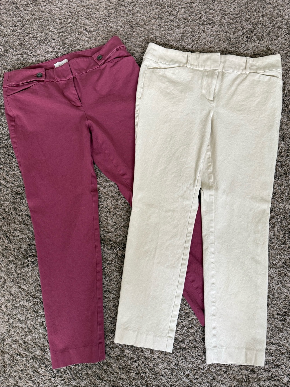 Women LOFT Outlet Skinny Ankle Pants- Plum and Cream